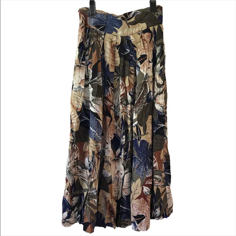 Earth toned floral midi skirt